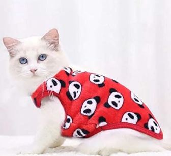 KUTKUT Small Cat Dog Warm Shirt, Cute Panda Cartoon Print Fashion Soft Flannel Fleece Shirt For Shihtzu, Papillon, Pekingese Etc/Cat (Size: XL, Chest: 50cm, Back Length: 40cm) Only For Small Breed