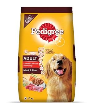 Pedigree Adult Dry Dog Food, Meat & Rice, 10kg Pack